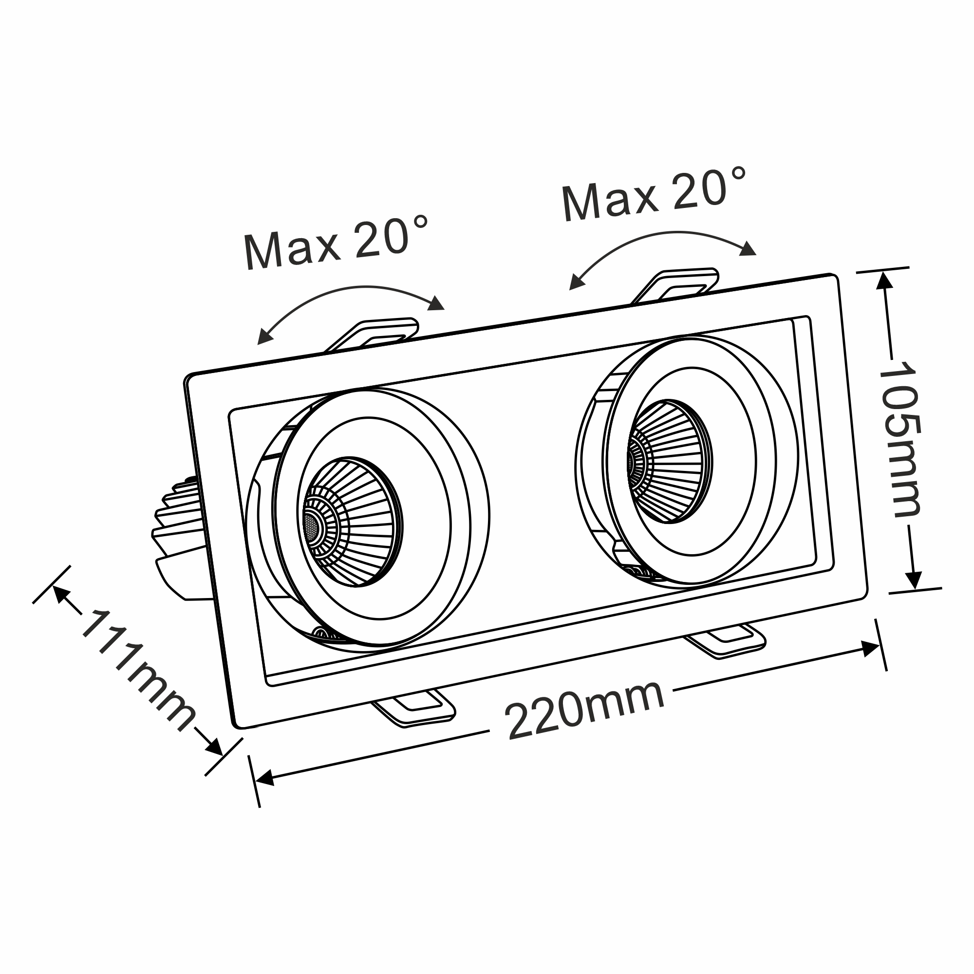 Bezz 10-2 Recessed Ceiling Luminaires Dlux Multi-Head Recess Ceiling
